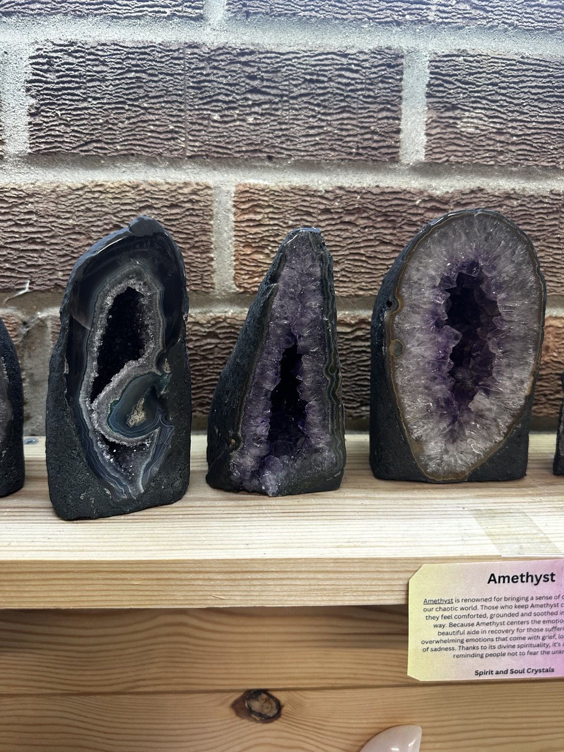 Large amethyst crystal pieces at Spirit & Soul Crystals