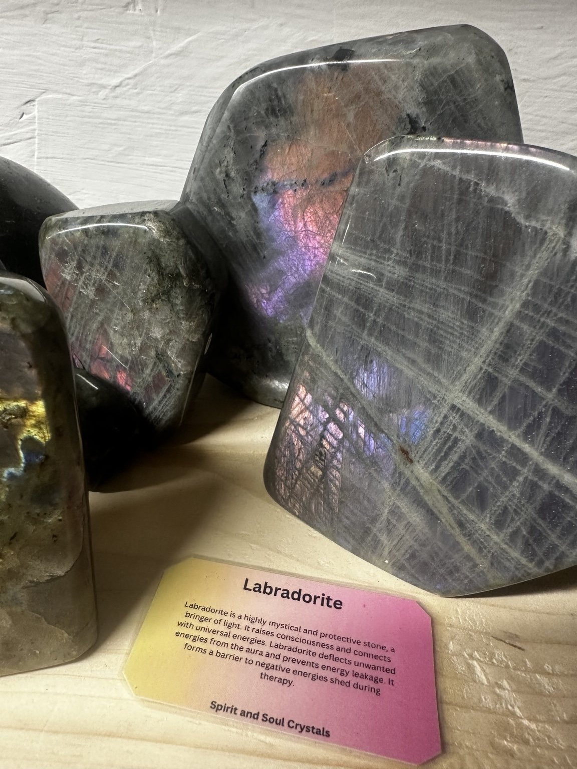 Labradorite specimen showing colourful flash